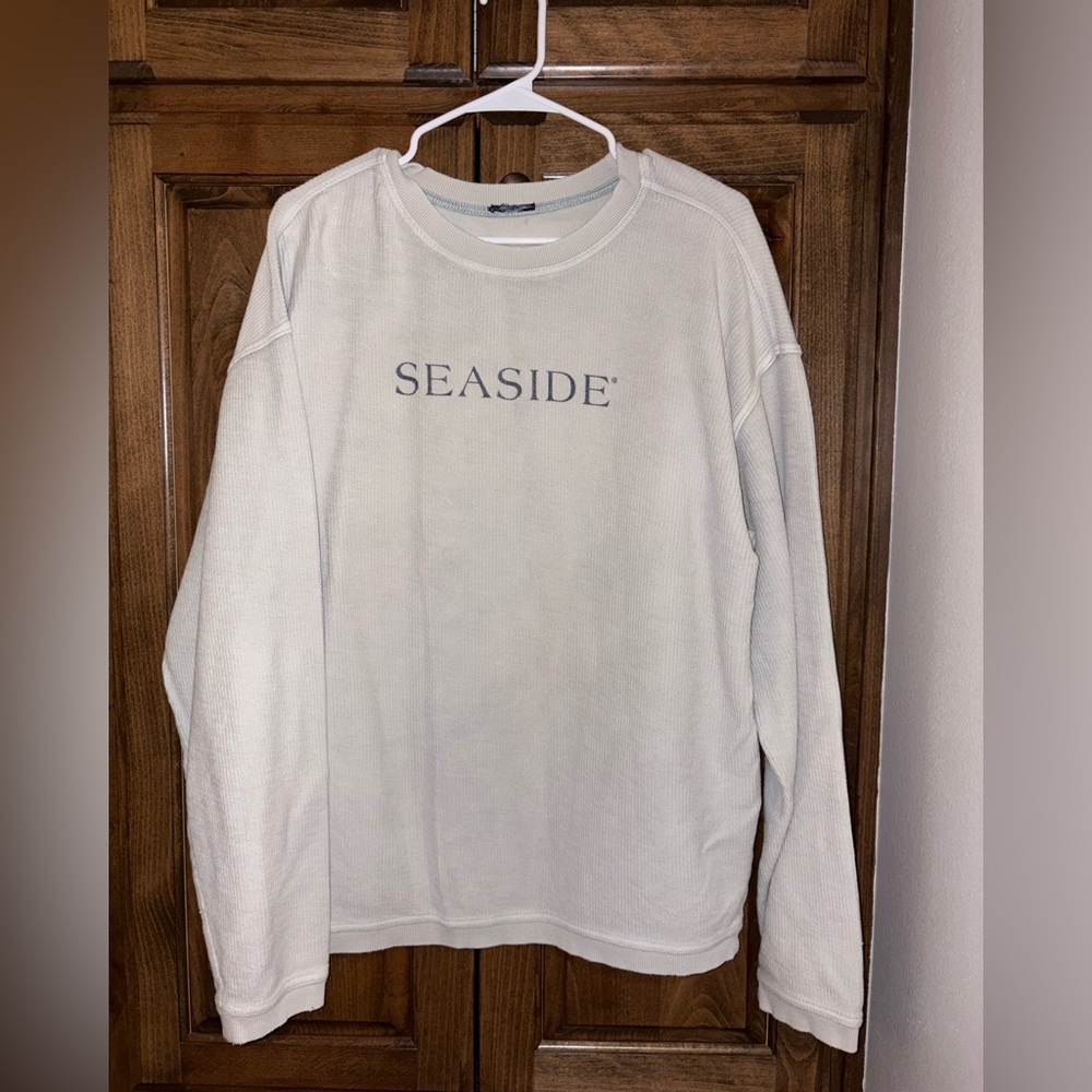 Seaside White Crewneck Sweater for Men